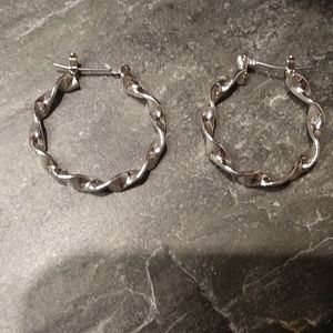 Nine West silver twisted hoop earrings